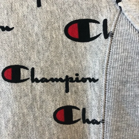 Champion, size S, grey patterned, cropped crew-neck sweater - Picture 4 of 5